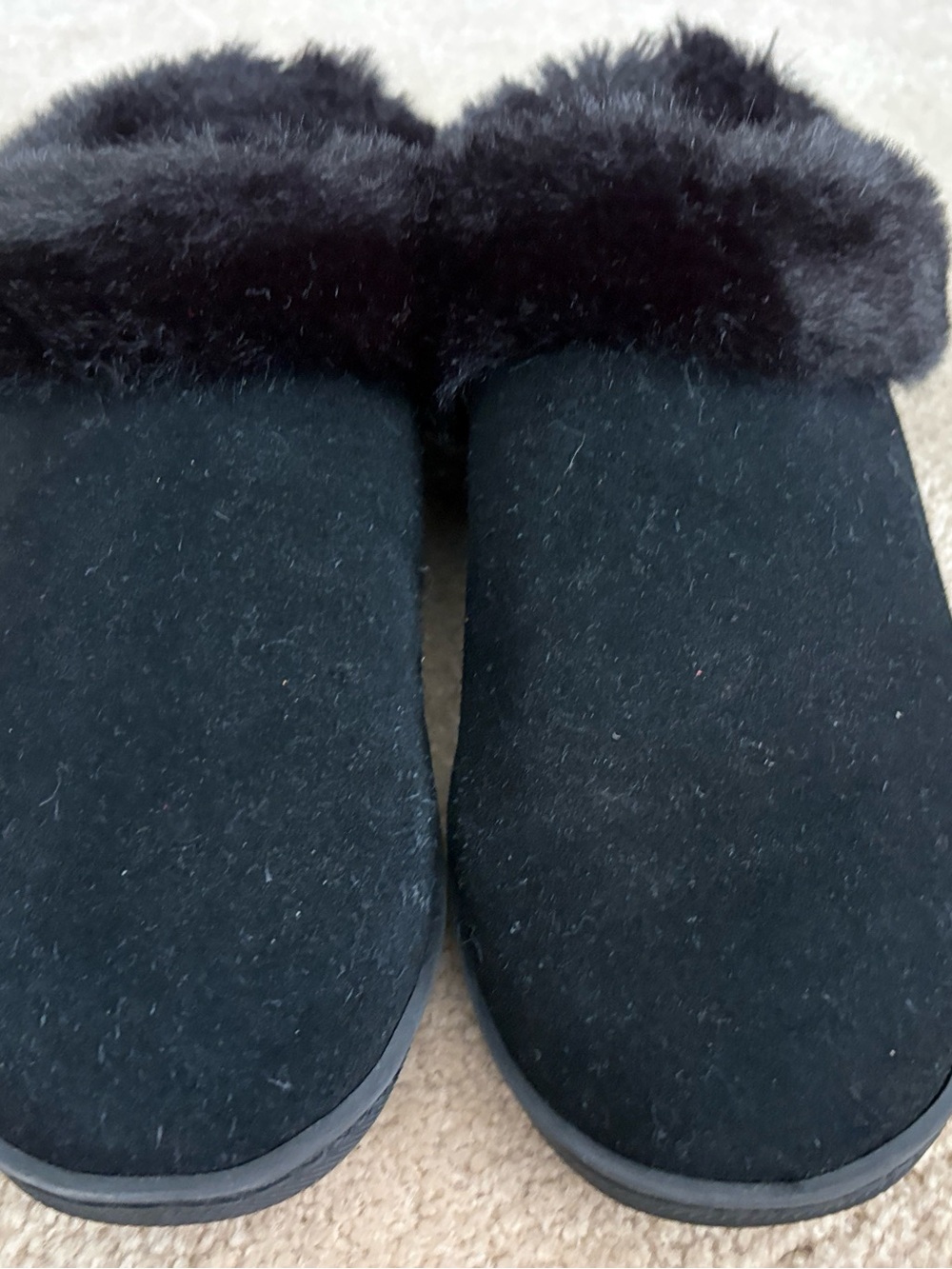 My Pillow Slippers Black Faux Fur Women's Slippers -